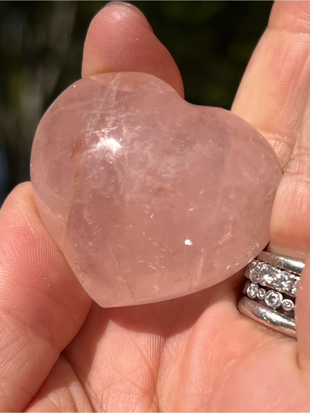 Rose (5) Quartz Heart with stand | crystal